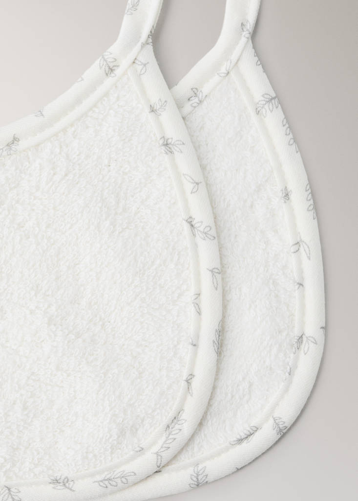 Printed muslin bib set — Ecru