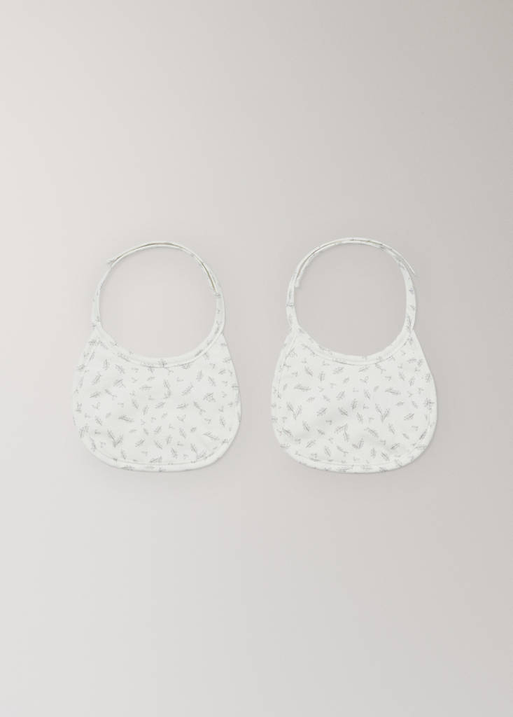 Printed muslin bib set — Ecru