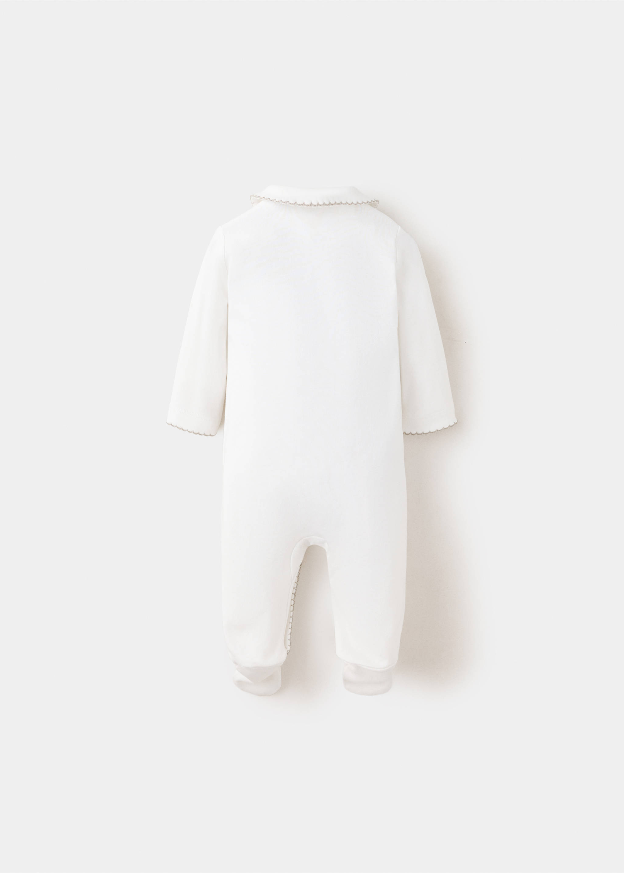 Contrast trim pyjama onesie - Reverse of the article, Off White. Ref: 37054461-00.