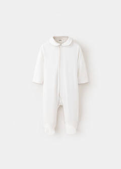 Contrast trim pyjama onesie — Off White 1