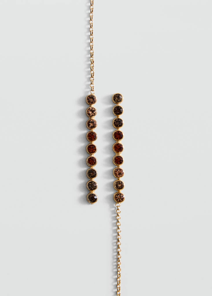 Long crystal earrings — Gold