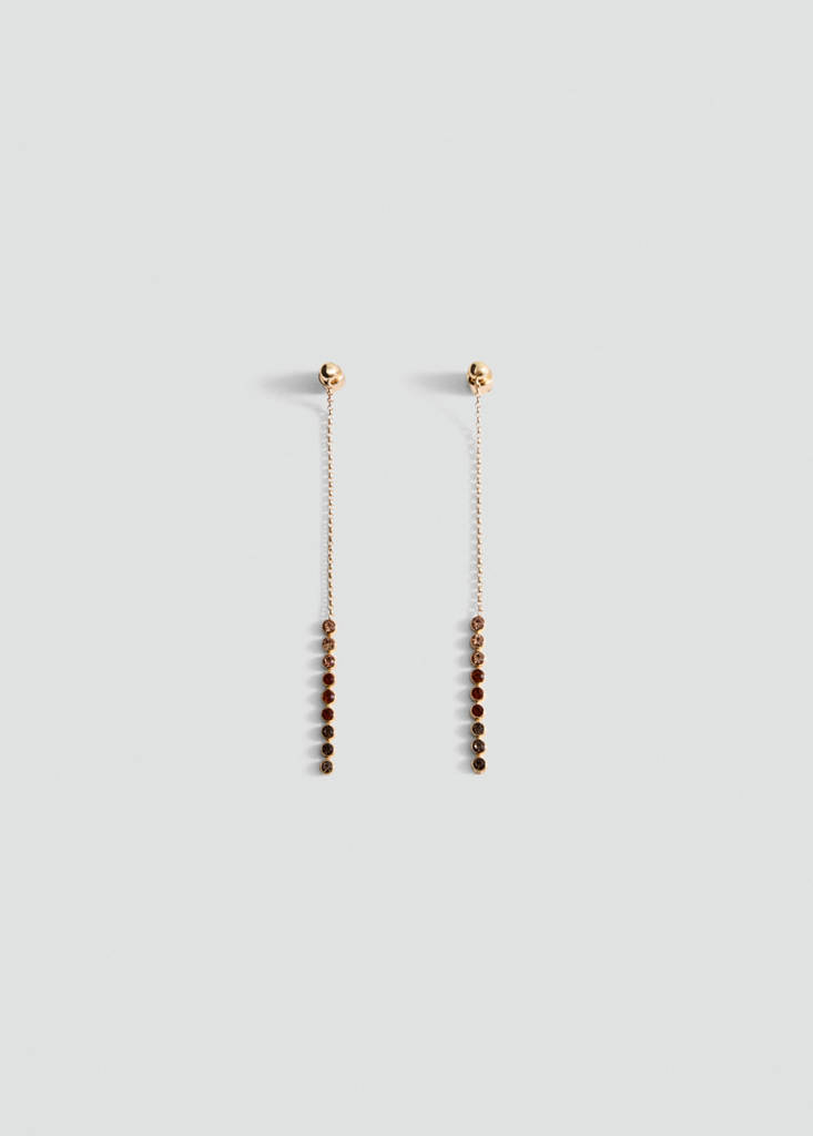 Long crystal earrings — Gold