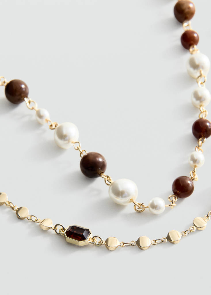 Set of 2 combined bead necklaces — Gold