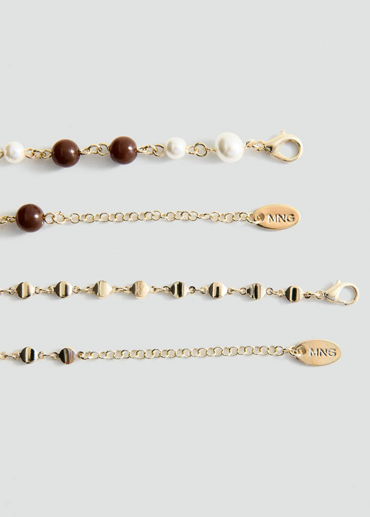 Set of 2 combined bead necklaces — Gold