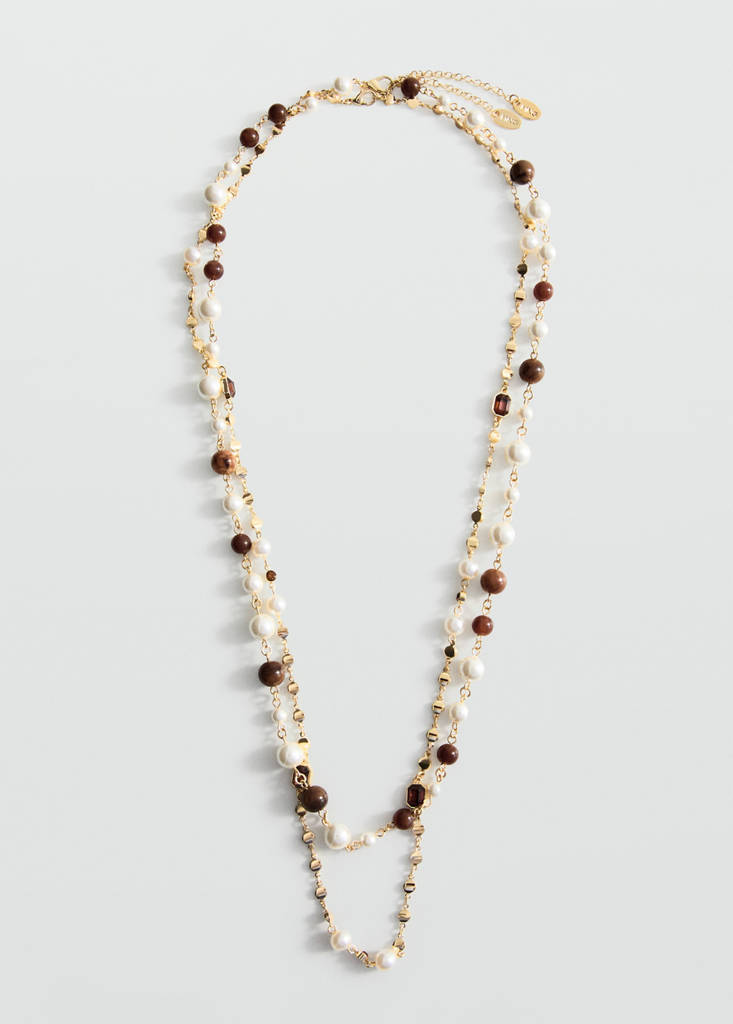 Set of 2 combined bead necklaces — Gold