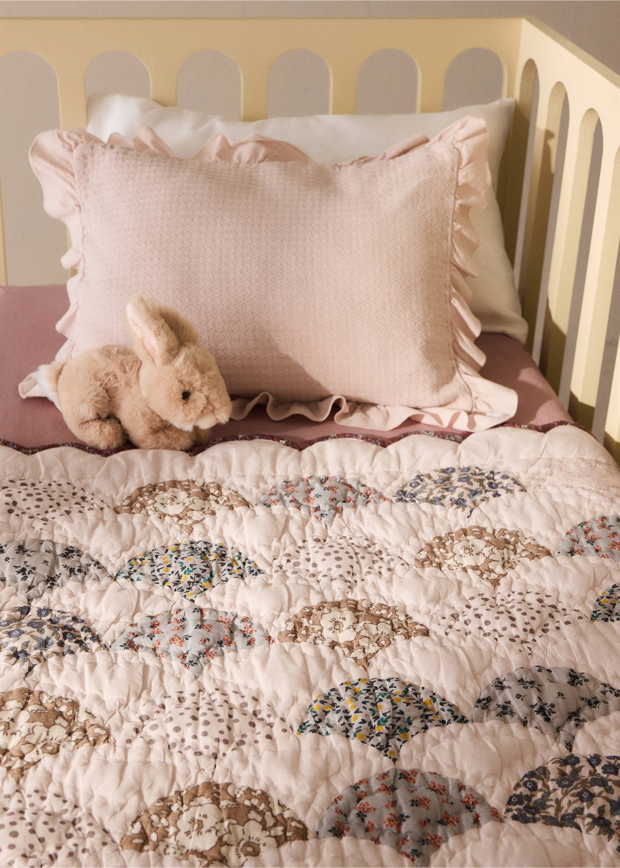Cotton patchwork mini cot duvet - General plane, Nude. Ref: 37054465-00.