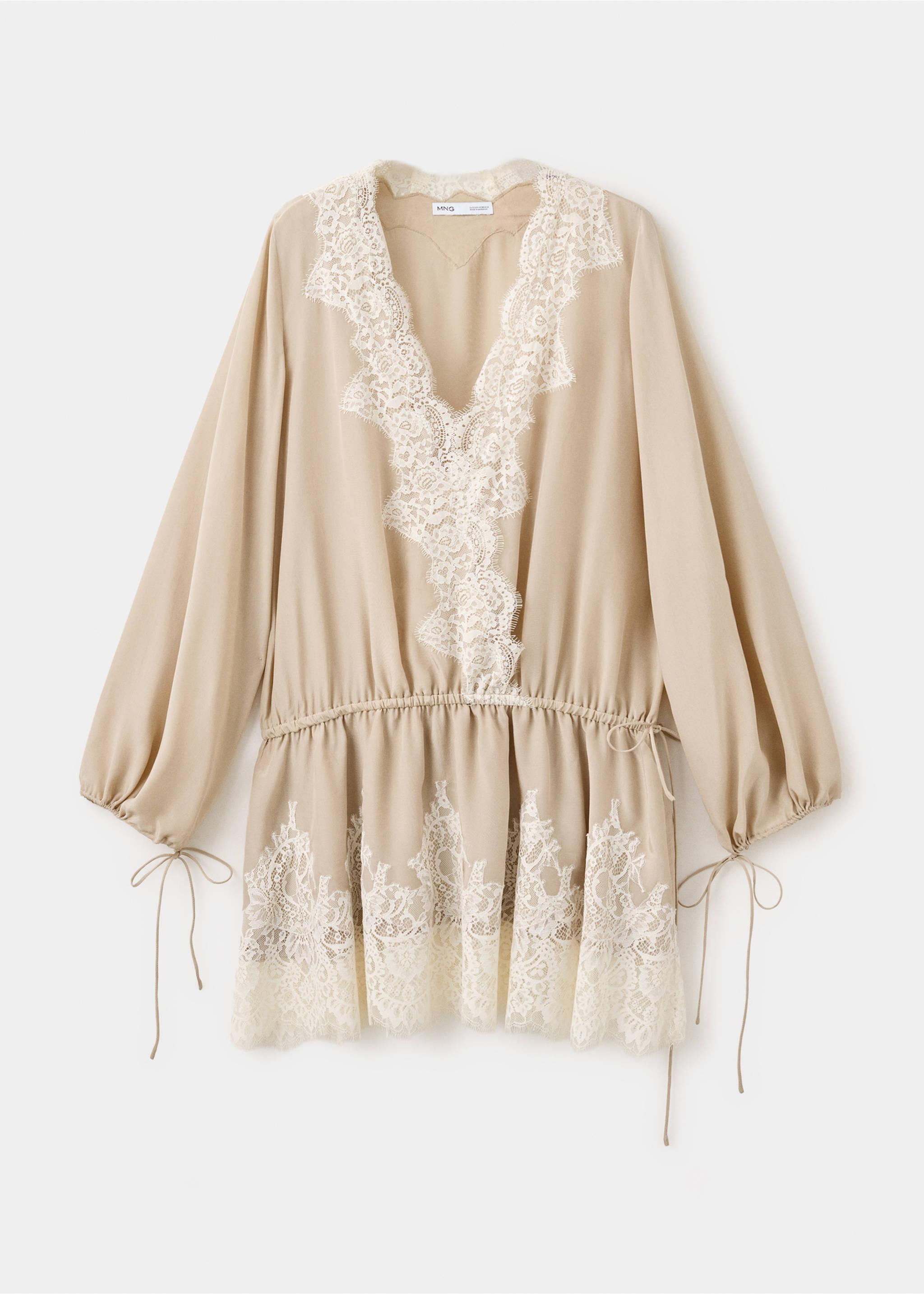 Robe courte dentelle - Article sans modèle, Beige. Ref: 37054466-00.