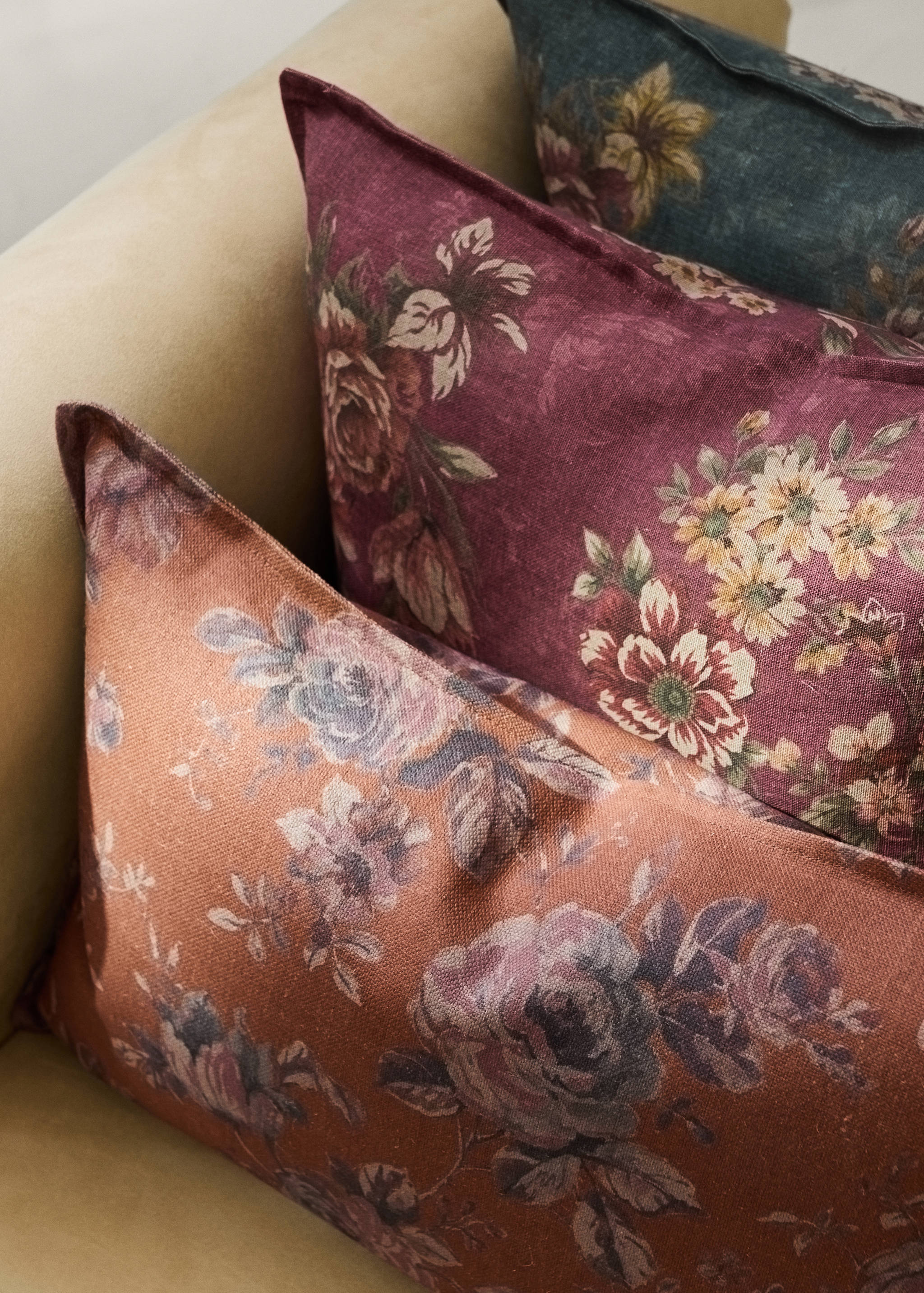 Floral cotton cushion cover 40x60 cm - General plane