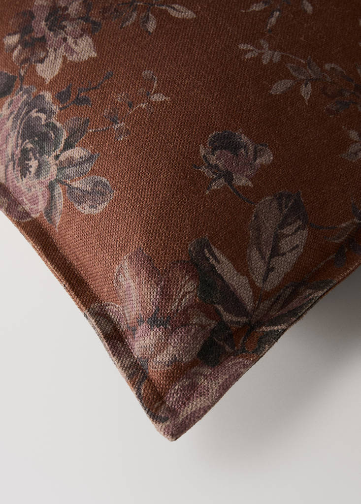 Floral cotton cushion cover 40x60 cm — Burnt Orange