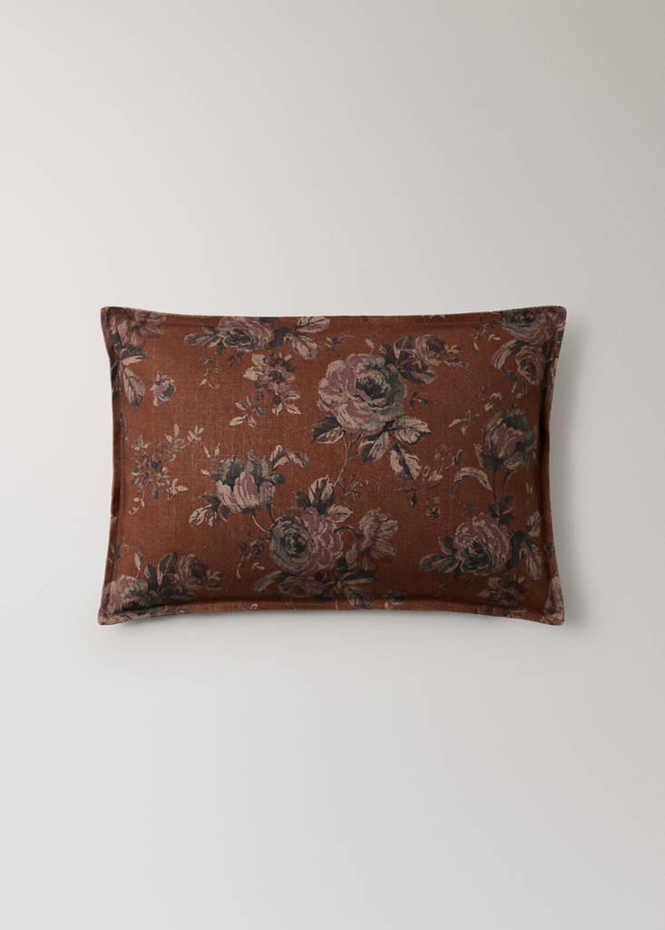 Floral cotton cushion cover 40x60 cm — Burnt Orange