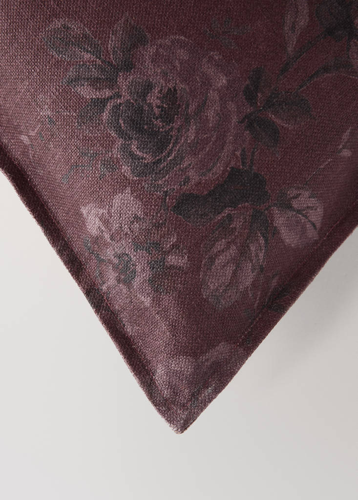 Floral cotton cushion cover 40x60 cm — Dark Red