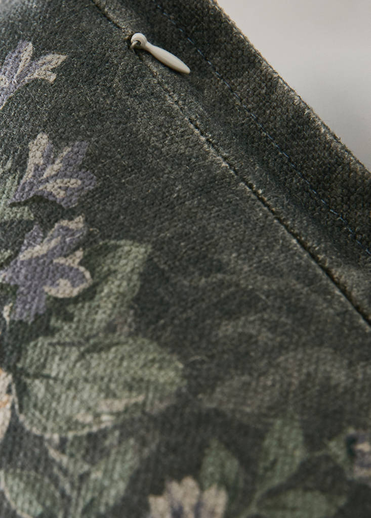 Floral cotton cushion cover 40x60 cm — Grey