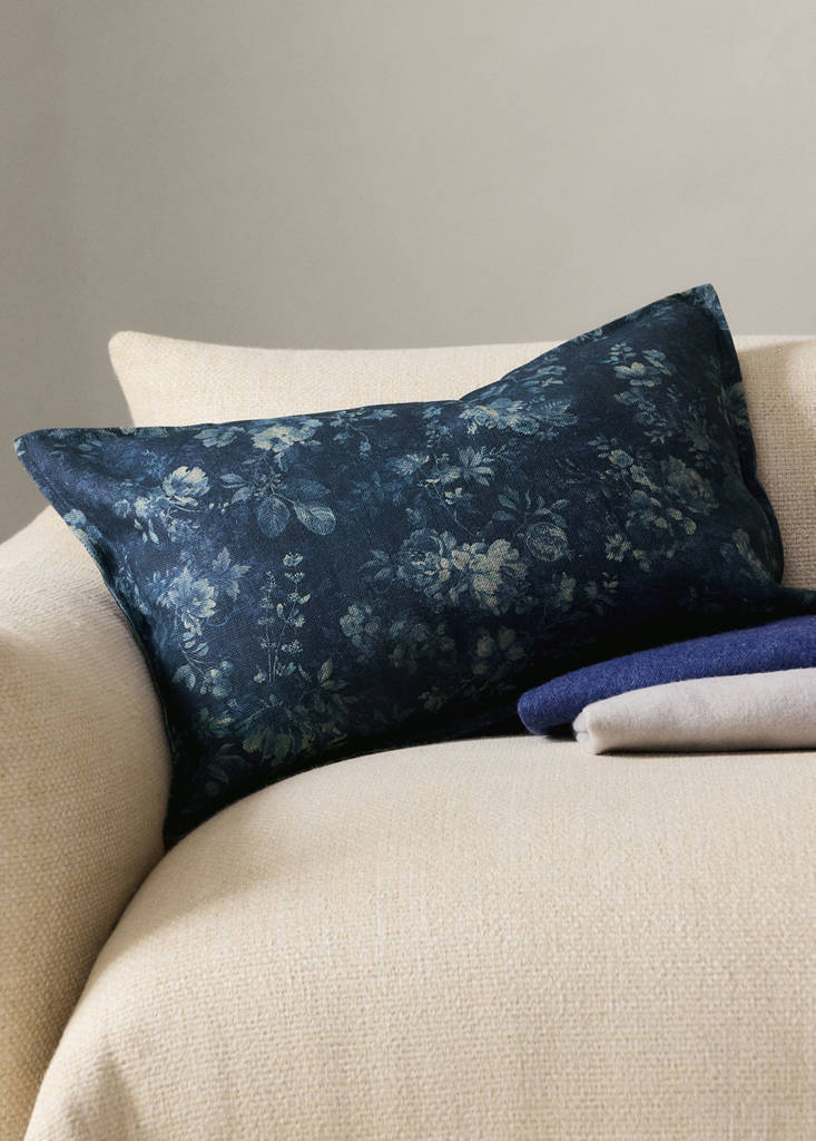 Floral print cushion cover 40x60 cm — Blue