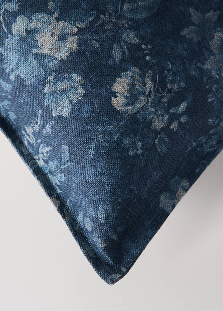 Floral print cushion cover 40x60 cm — Blue