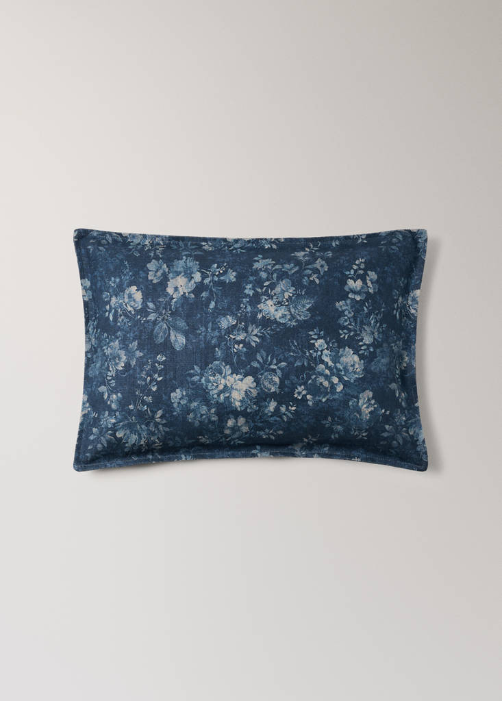 Floral print cushion cover 40x60 cm — Blue