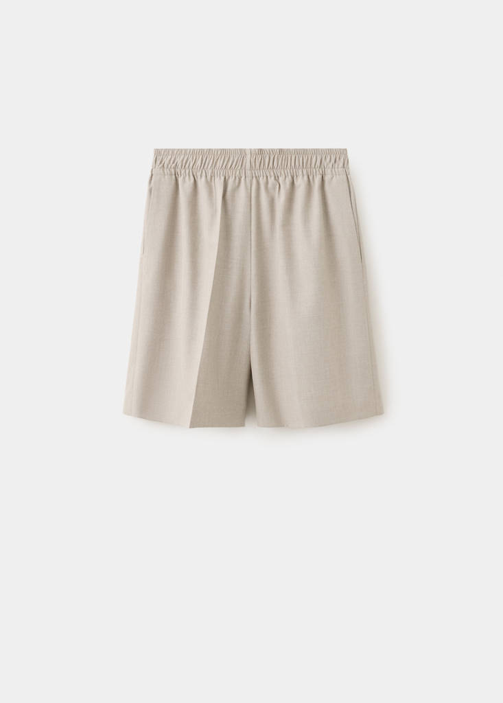 Straight-fit high-waist bermuda shorts — Beige