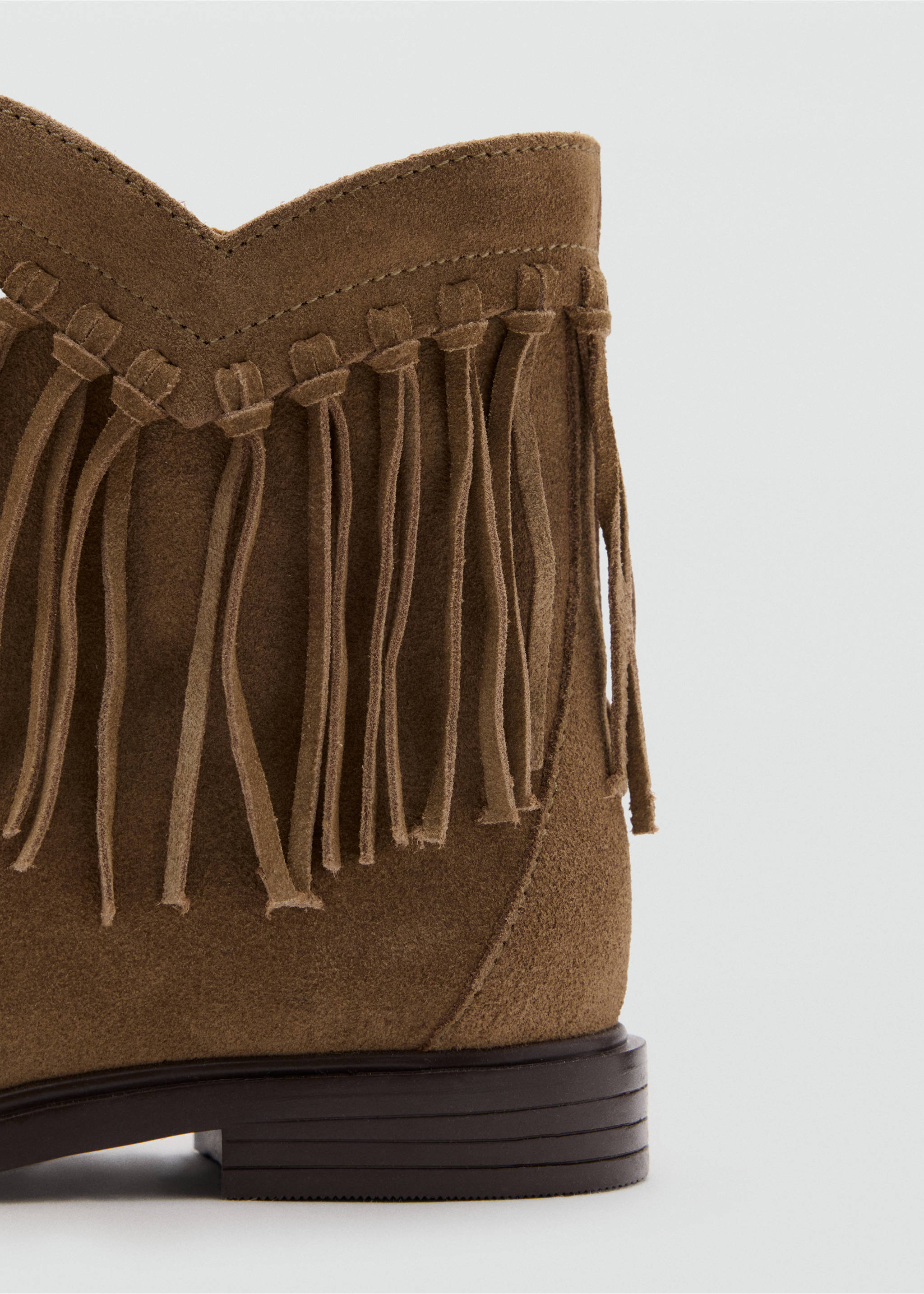 Bottines à franges cuir - Détail de l'article 1, Sable. Ref: 37054776-00.
