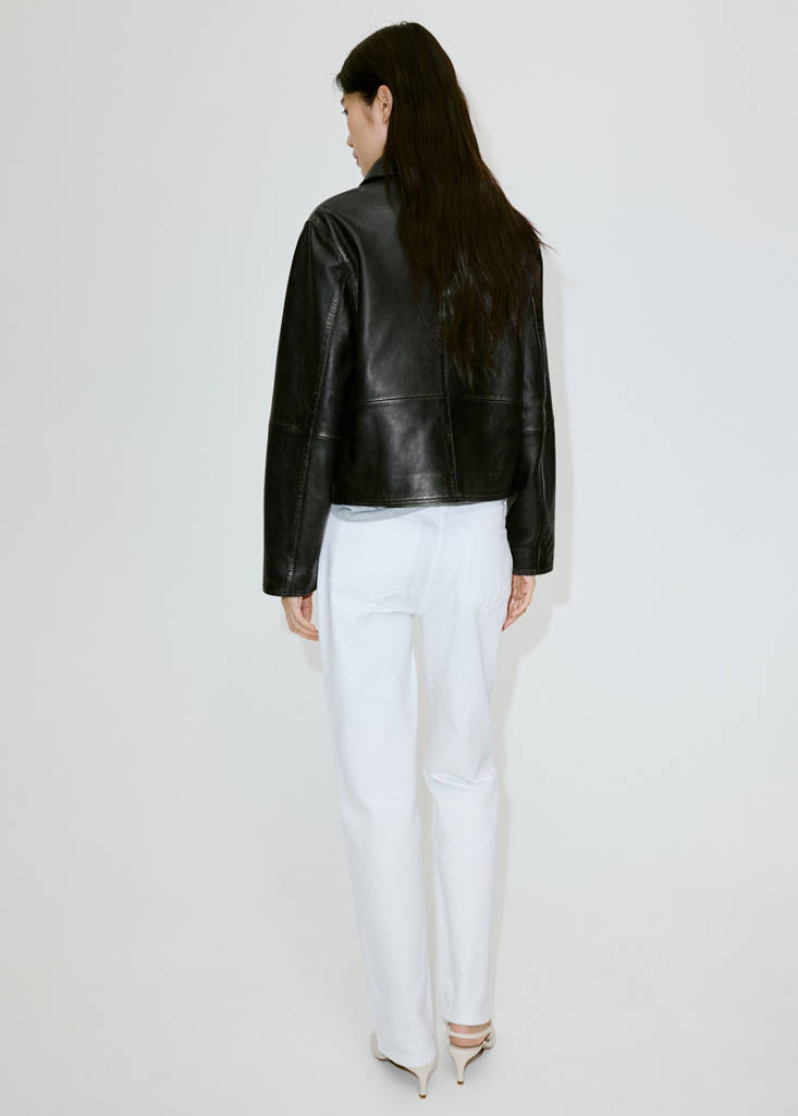 Leather jacket with worn effect — Brown