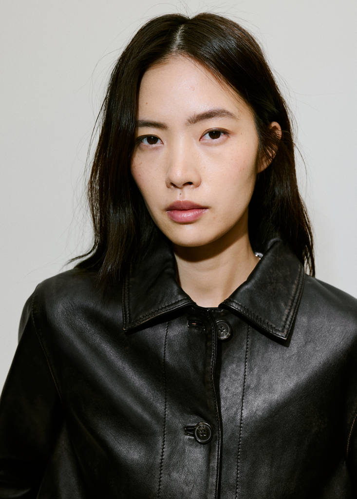 Leather jacket with worn effect — Brown