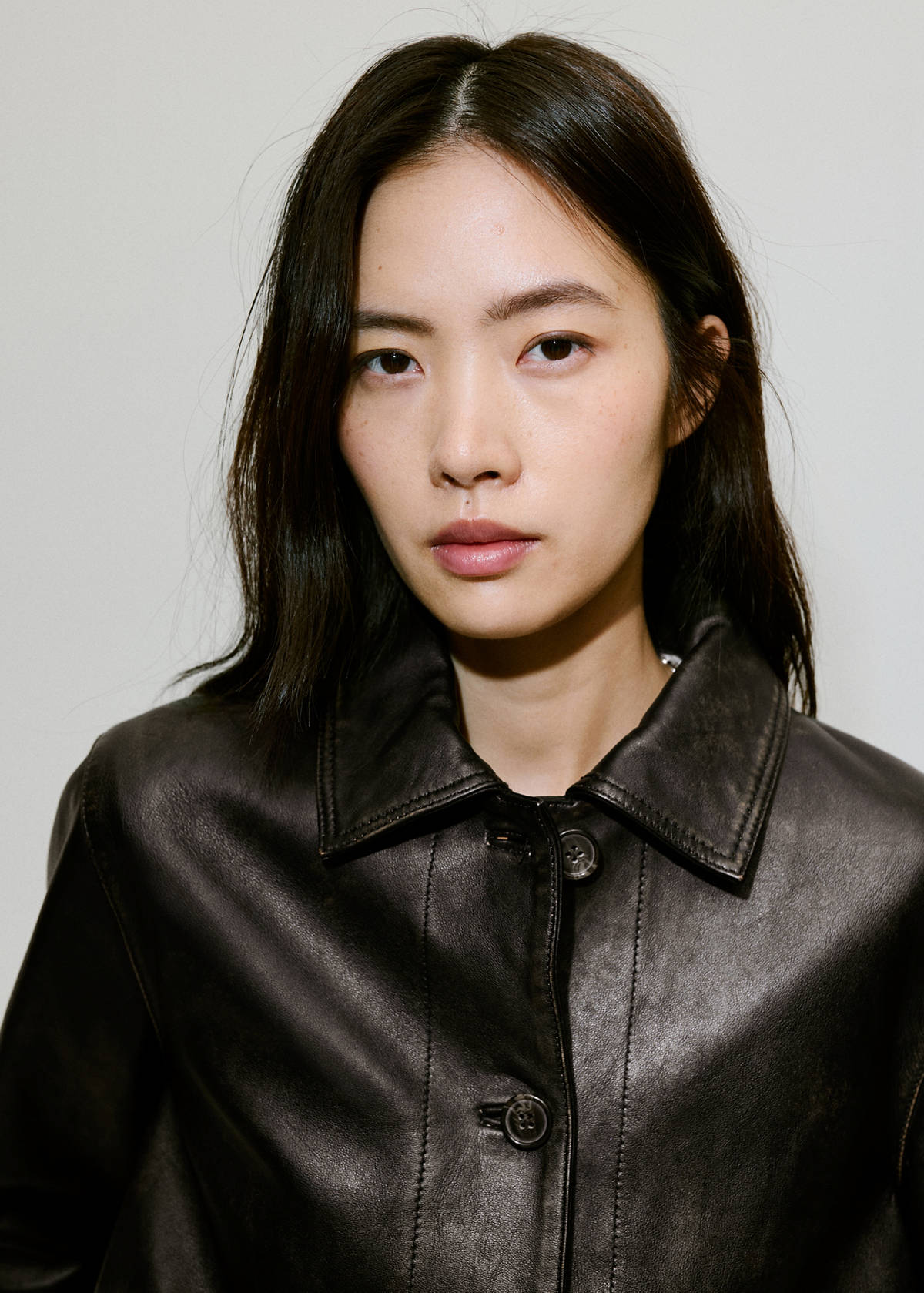 Leather jacket with worn effect — Brown