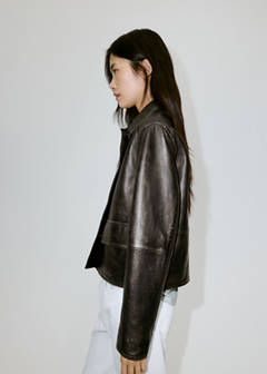 Leather jacket with worn effect — Brown 4