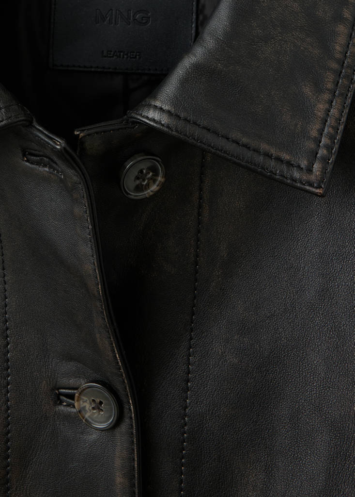 Leather jacket with worn effect — Brown