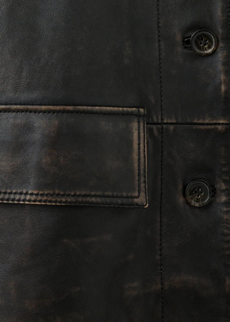 Leather jacket with worn effect — Brown