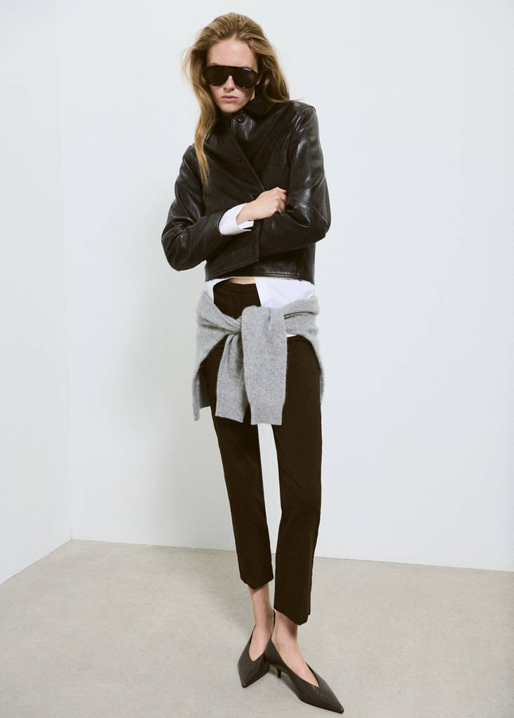 Leather jacket with worn effect — Brown