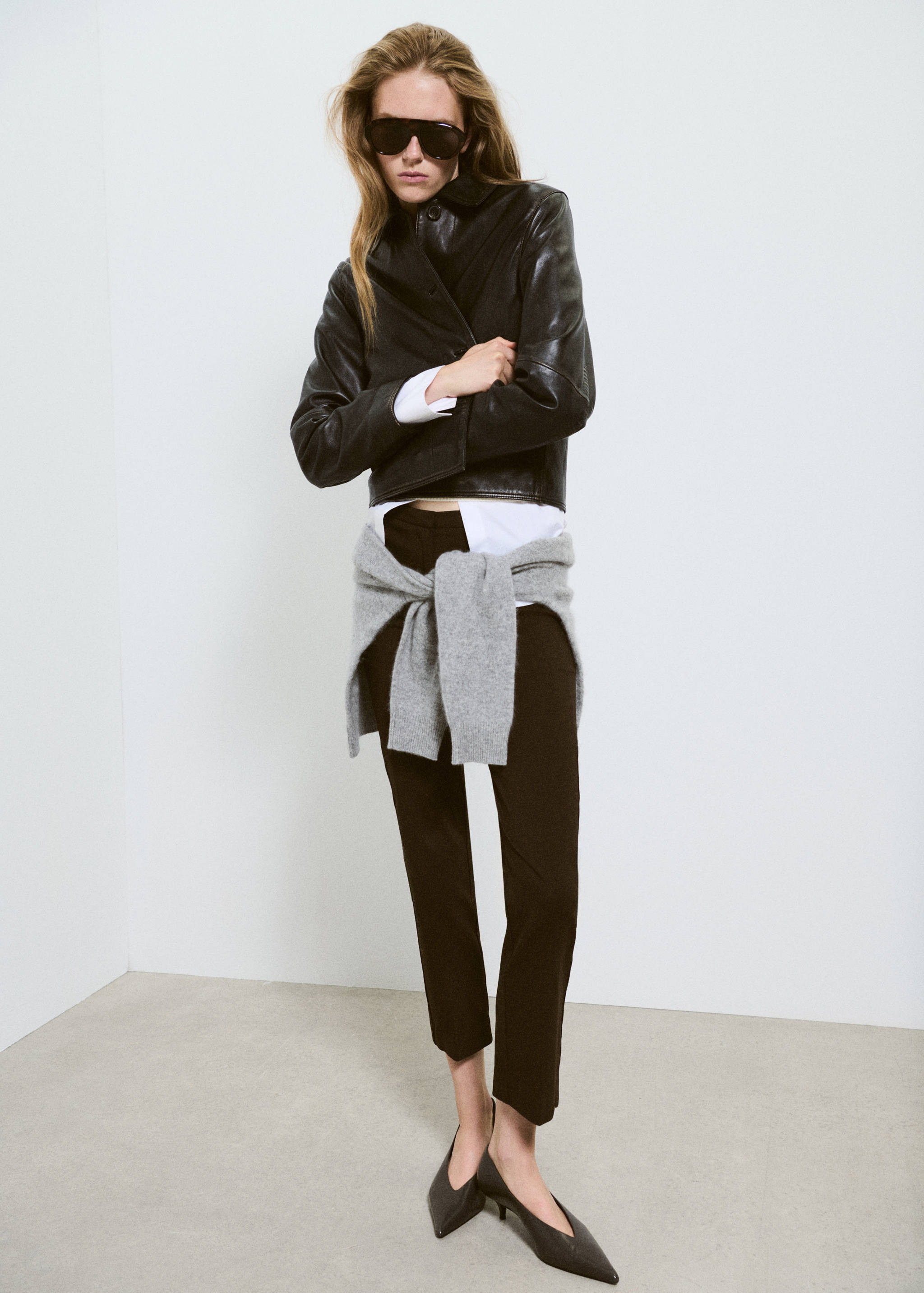 Leather jacket with worn effect - General plane
