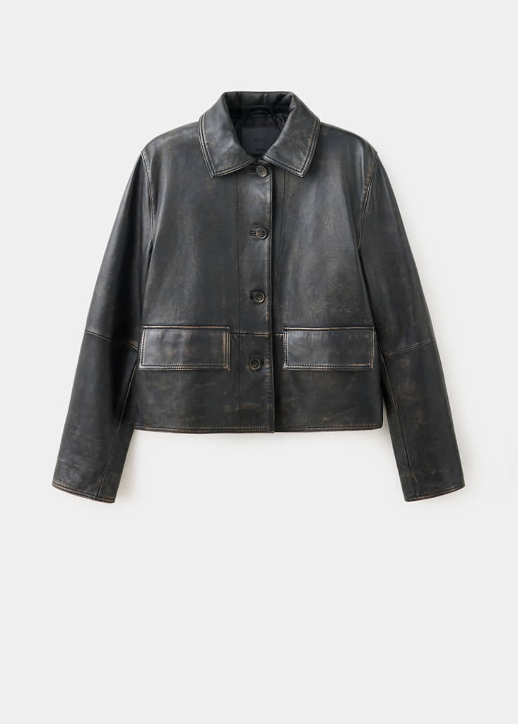Leather jacket with worn effect — Brown