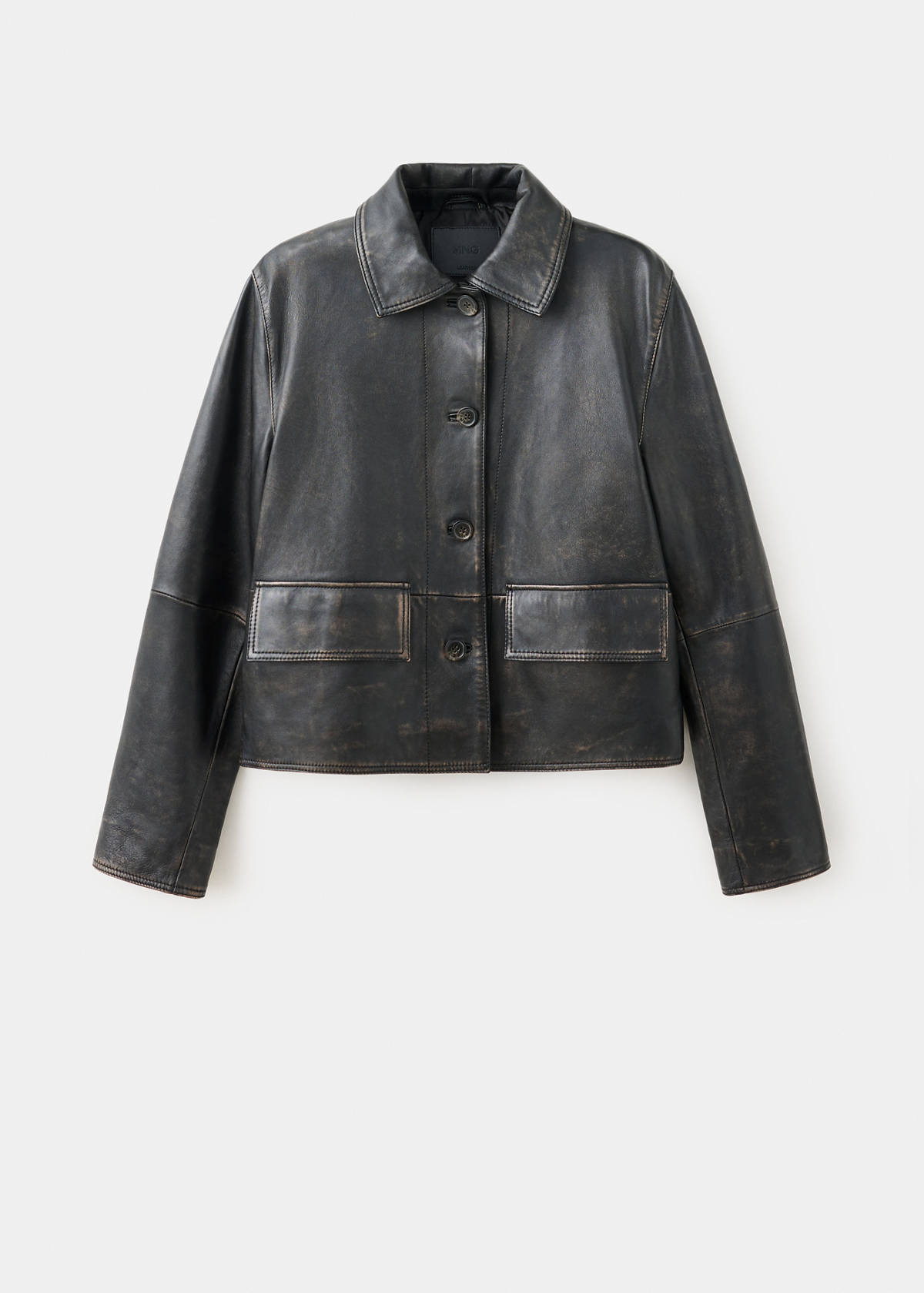 Leather jacket with worn effect — Brown