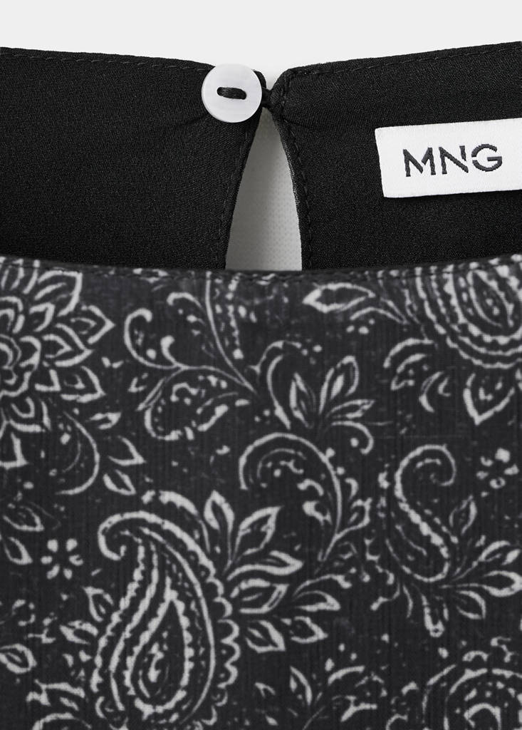 Paisley boat-neck blouse — Black