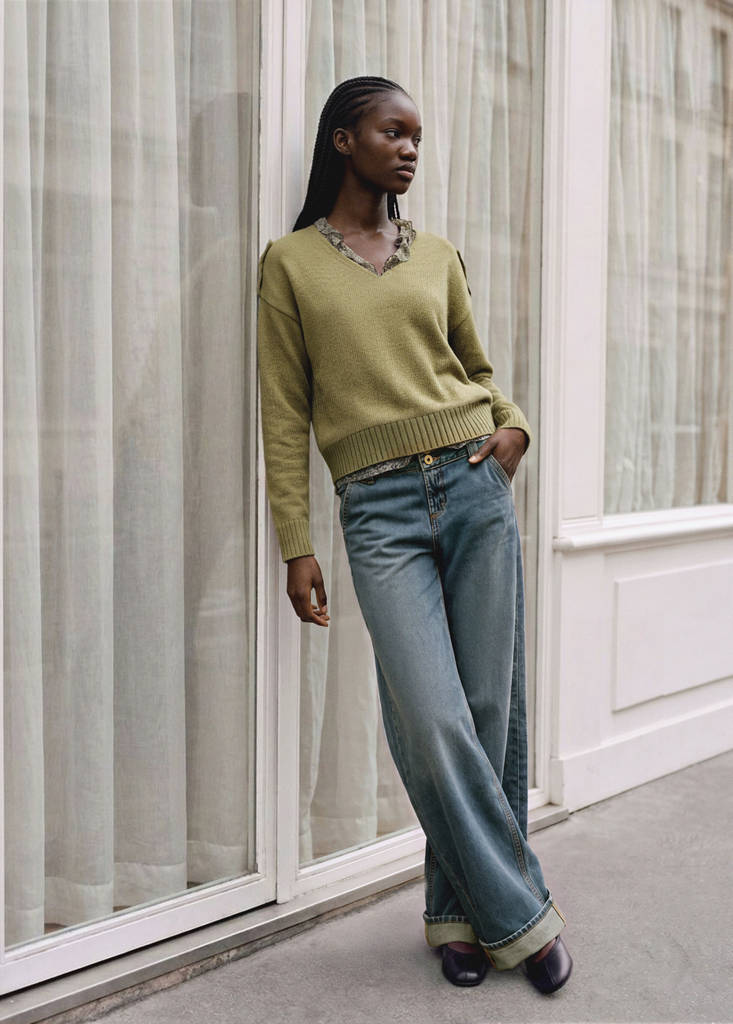 Knitted jersey with belt loop details — Khaki