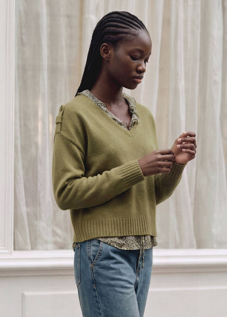Knitted jersey with belt loop details — Khaki
