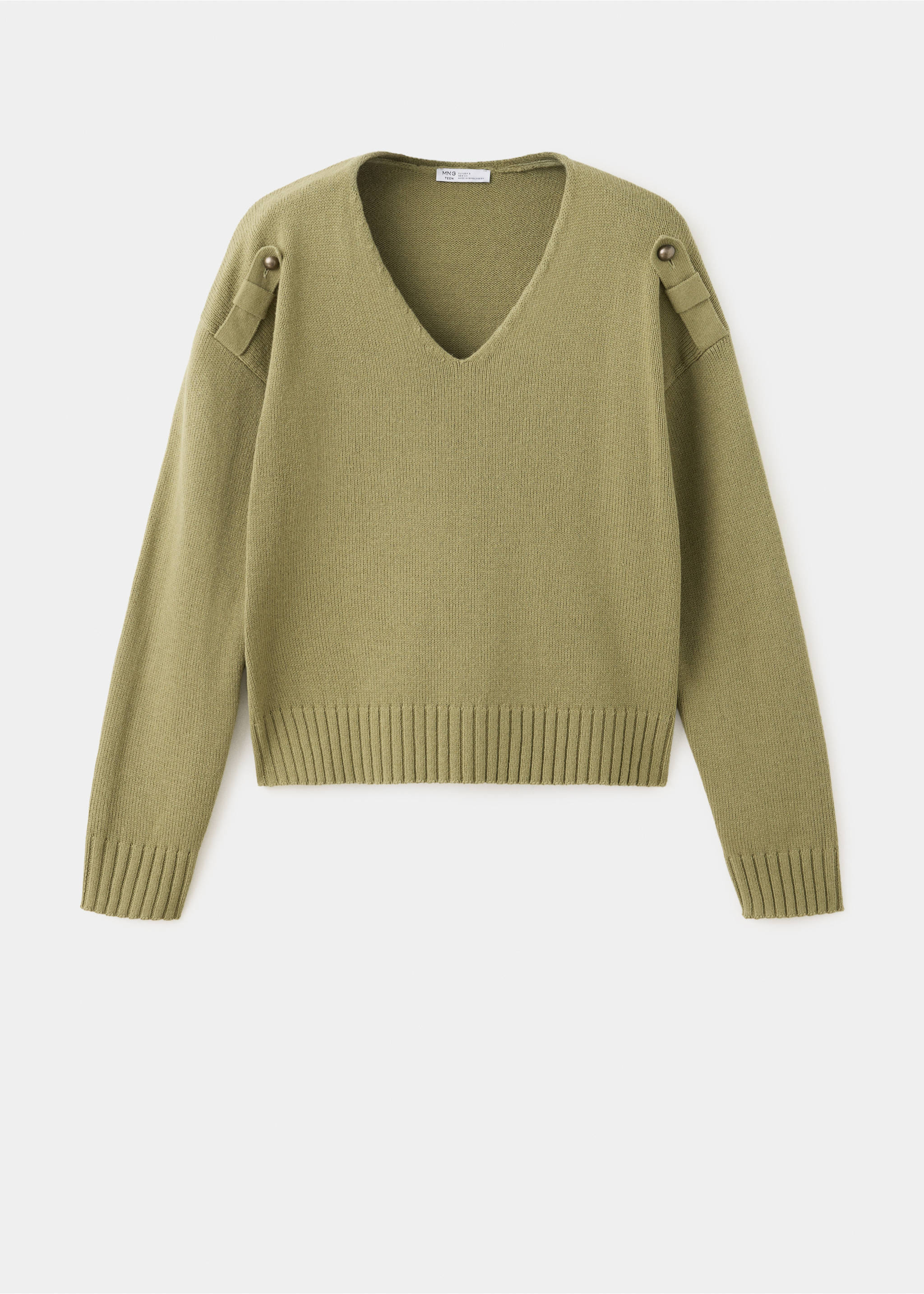 Pull en maille à détail de passants - Article sans modèle, Kaki. Ref: 37054781-00.