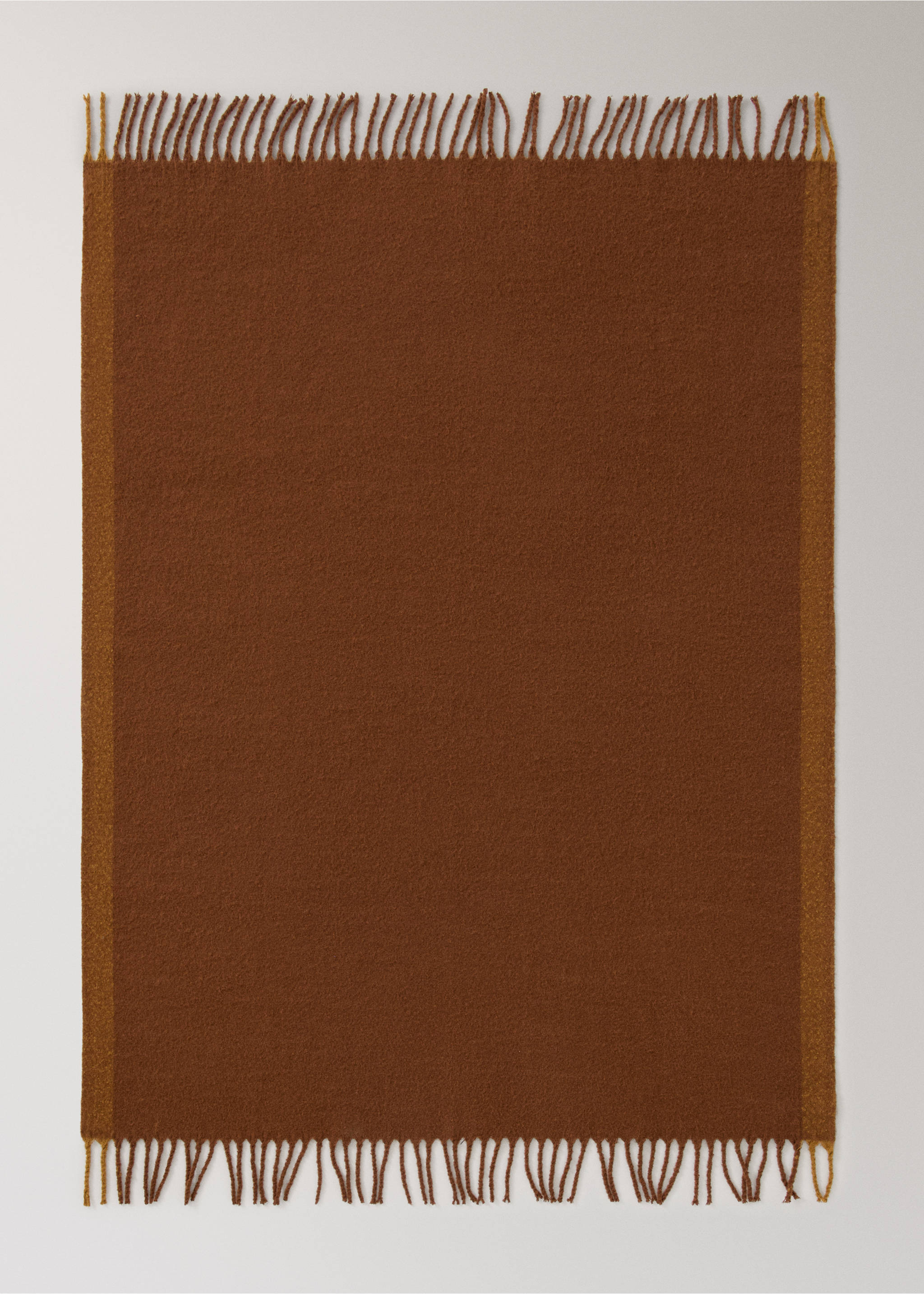 Couverture en laine cardée détail franges - Détail de l'article 3, Ocre. Ref: 37054782-00.