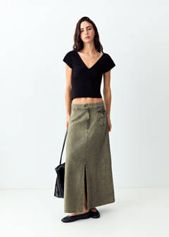 V-neck knit top — Black 2