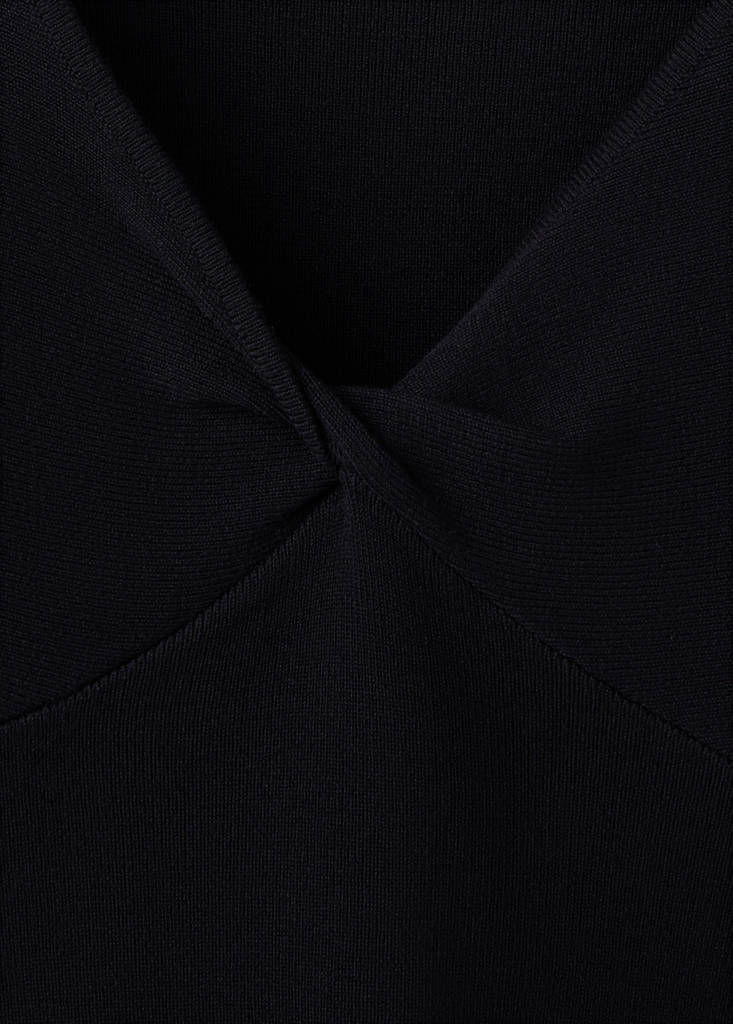 V-neck knit top — Black