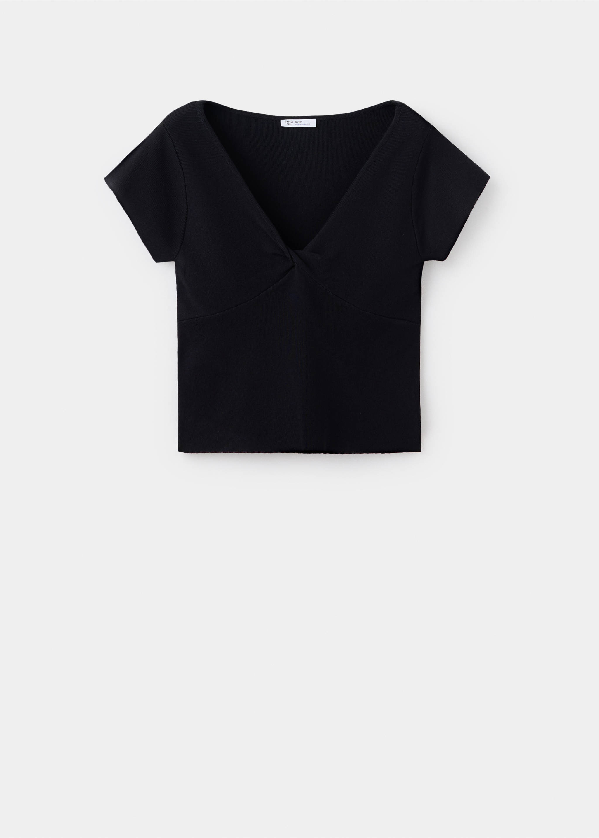 V-neck knit top - Article without model, Black. Ref: 37054783-00.