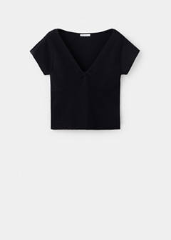 V-neck knit top — Black 5