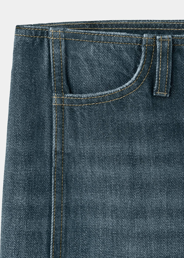 Wide-leg jeans with decorative stitching — Dark Vintage Blue