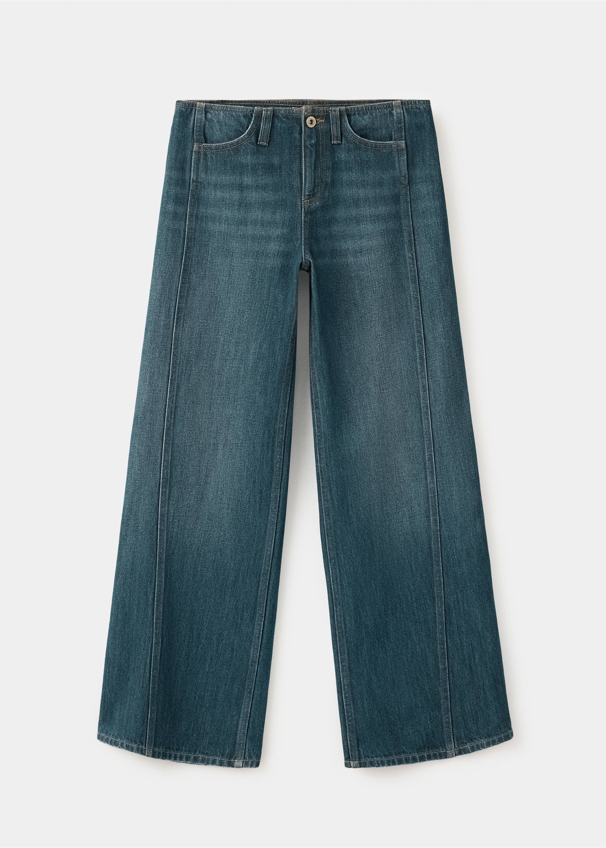 Low-rise wide-leg jeans with seam detail - Article without model, Dark Vintage Blue. Ref: 37054784-00.