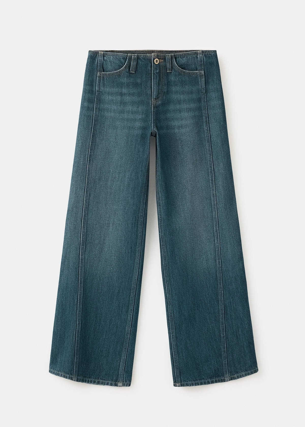 Wide-leg jeans with decorative stitching — Dark Vintage Blue