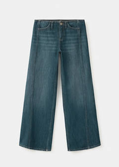 Wide-leg jeans with decorative stitching — Dark Vintage Blue 4