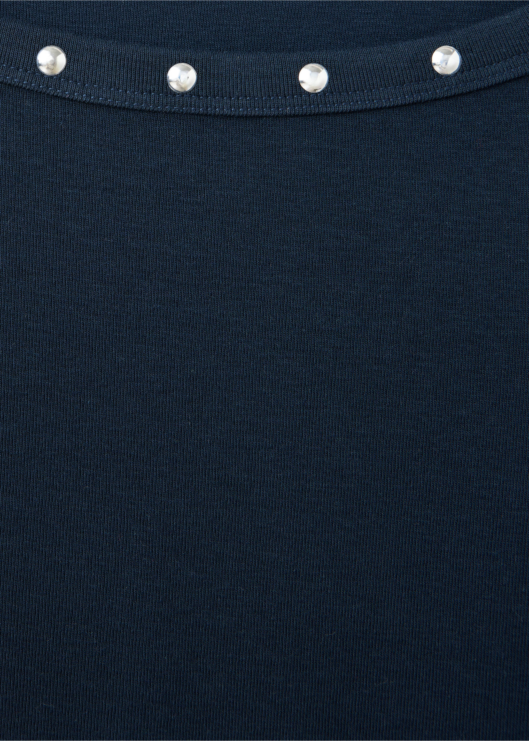Studded boat-neck T-shirt - Details of the article 8, Navy. Ref: 37054785-00.