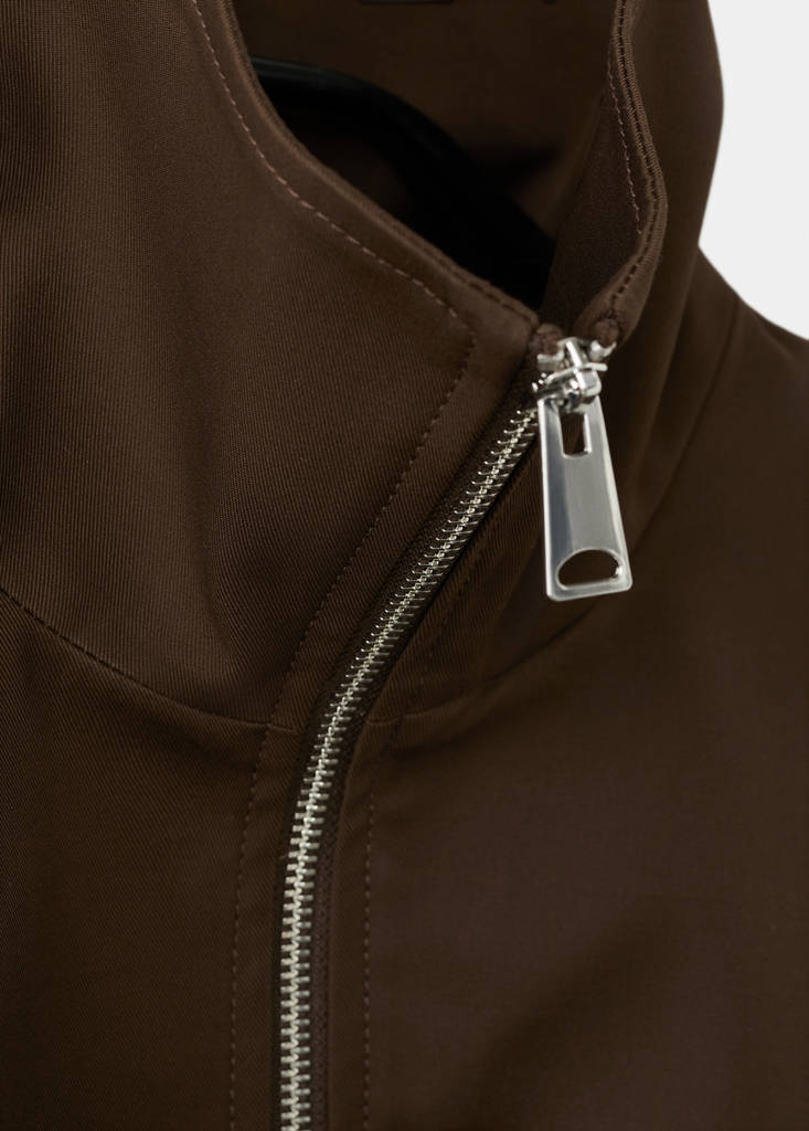 Oversized funnel-neck jacket — Chocolate