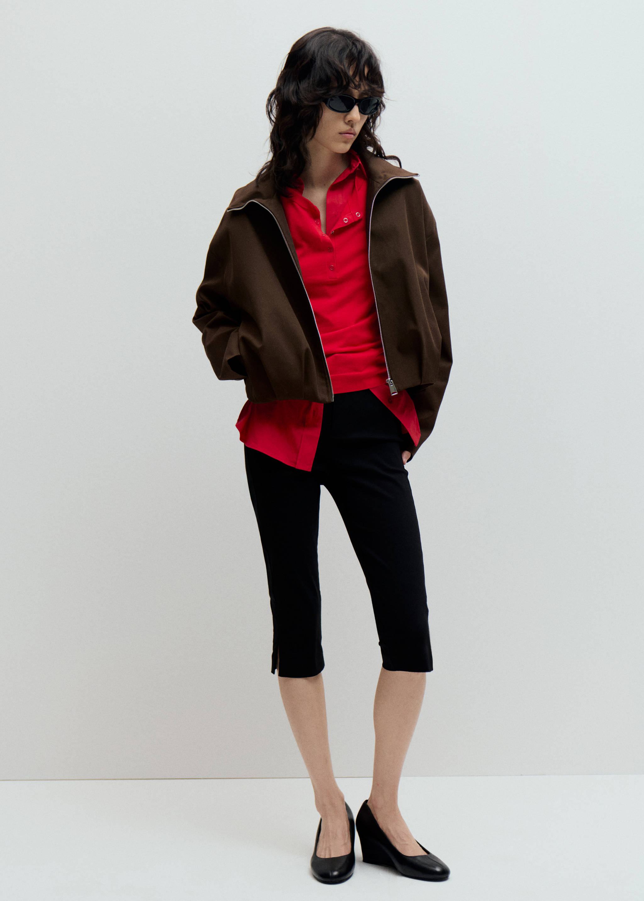 Oversized funnel-neck jacket - General plane
