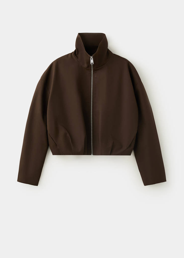 Oversized funnel-neck jacket — Chocolate
