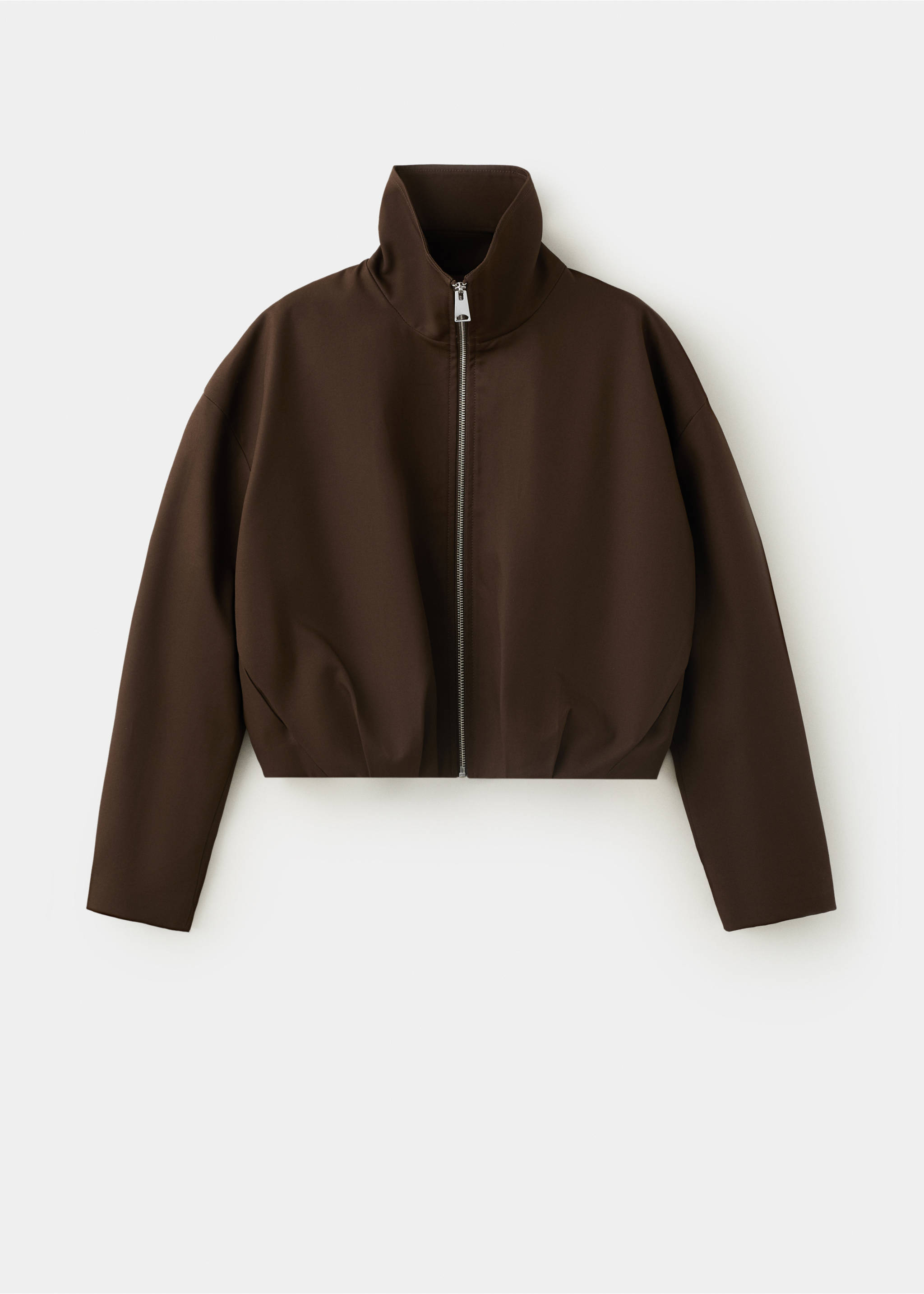 Oversized funnel-neck jacket - Article without model, Chocolate. Ref: 37054787-00.