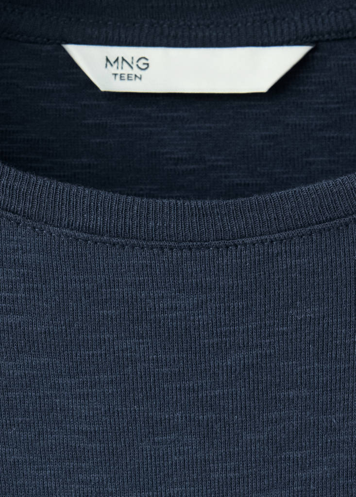 Long-sleeved T-shirt with decorative buttons — Navy